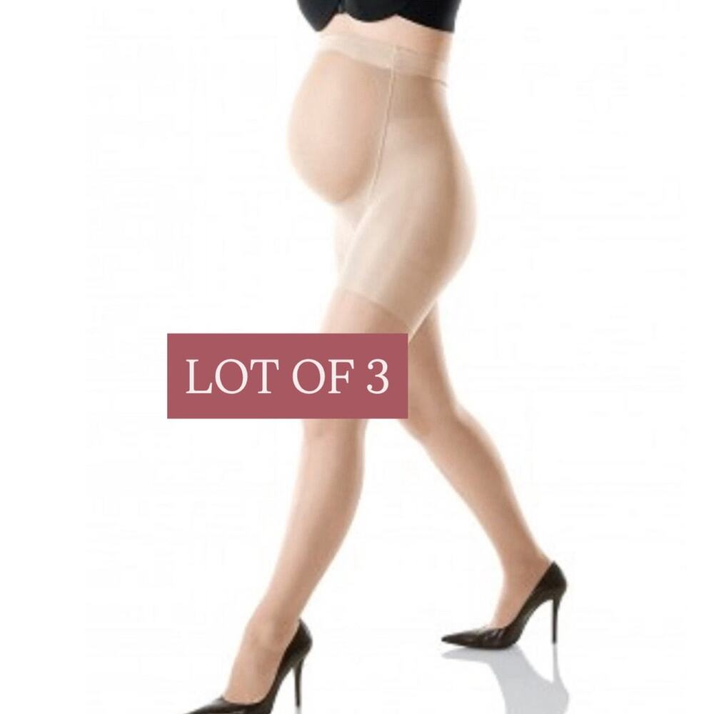 Spanx Mama Full Length Sheer Maternity Shaper Pantyhose Tight Nude Sz D Lot of 3